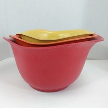 Eco Smart 3 pc Set Mixing Bowls Non-Slip Bottoms Spouts, Red, Orange, Yellow - £18.30 GBP