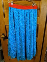 Lularoe Lucy Skirt Size XL X-Large Aqua Blue Red Waist Band - £12.56 GBP