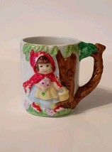 Vintage Red Riding Hood Coffee Cup/Mug 3D Hand-Painted JSNY Taiwan Retro  - $27.12