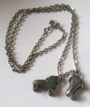 Vintage Silver-tone Roller Skates Pendant Necklace  18&quot; Long Chain - $23.27