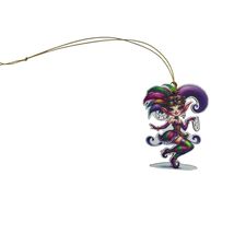 Mardi Gras Elf Wood Ornament Colorful Feather Mask Holiday Decor  No. 3 - $7.91