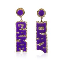 Fuqimanman2020 Acrylic Game Day Sports Letter Dangle Earrings Colorful - $182.68 MXN