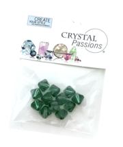12 Faceted Crystal 8mm Faceted 5301 Diamond Shape Bicone Green Tourmaline Beads - £5.36 GBP