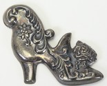 Sterling Silver Repousse High Heel Shoe Pin Brooch Victorian Art 2.25&quot; x... - $31.36