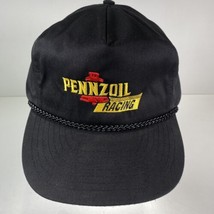 Penzoil Racing Nascar Indy Black Snap Back Hat Cap 80's 90's Vtg EUC - $16.82