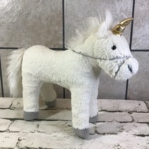 Pottery Barn Kids Unicorn Plush White Silver Gold Stuffed Animal - £9.34 GBP