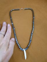 (W30-17) 1-1/2" real COYOTE wild dog T**th 6x6mm hematite bead 21" NECKLACE - $42.99