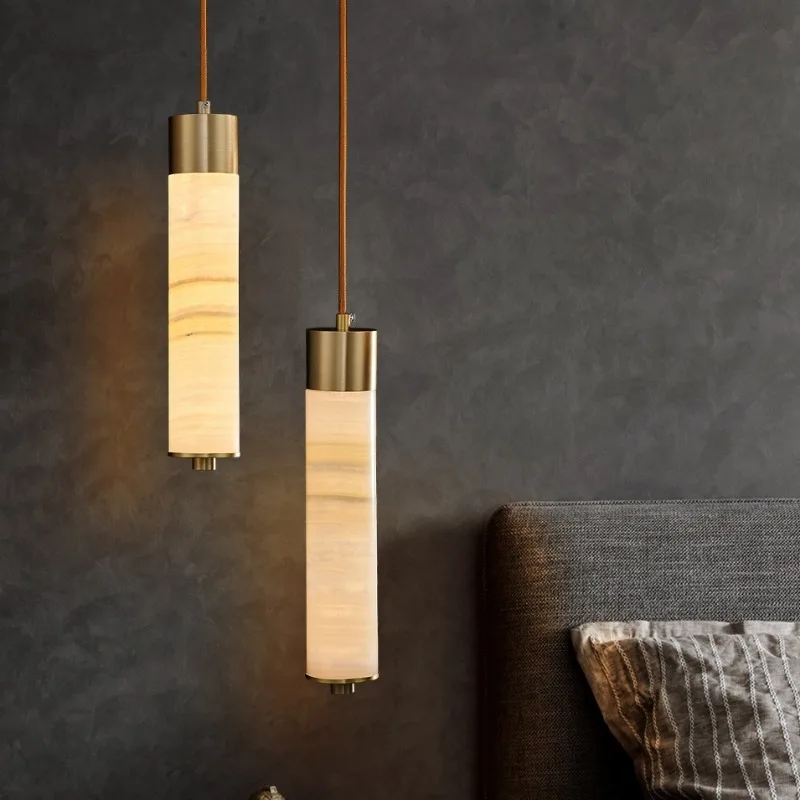 Modern Copper Light Luxury Pendant Lamp Marble Bedside Bedroom Hotel Din... - $94.11+