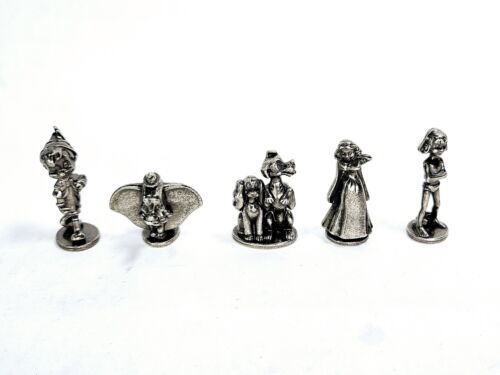 Lot of 5 Monopoly Disney Edition 2001 Pewter Figure Tokens Dumbo Mowgli Lady - $9.99