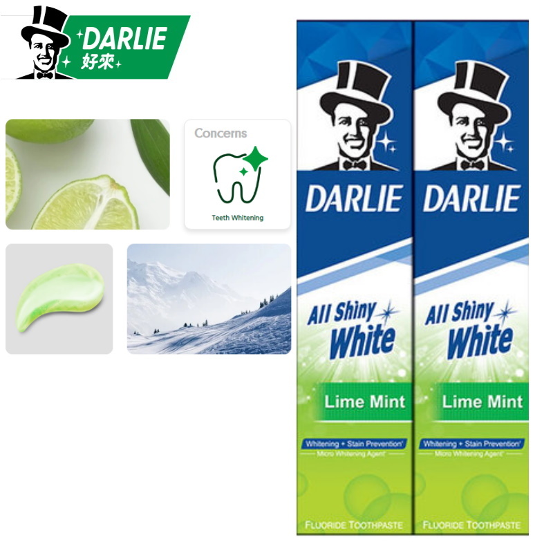 Primary image for (2 Pieces 140G) Darlie Whitening All Shiny White Lime Mint Fluoride Toothpaste