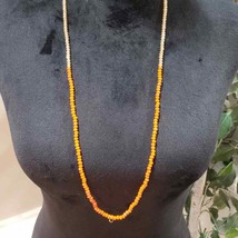Women&#39;s Barb Orange Neon Crystal Beaded Hand knotted Lobster Clasp Necklace - £20.44 GBP
