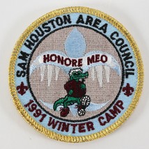 Vintage 1991 Sam Houston Council Winter Camp Gold Boy Scouts BSA Camp Patch - £9.23 GBP