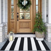 Kozyfly Black And White Area Rug 27.5X43 Inches Striped Front Door Rug C... - $39.92