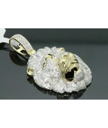 2.3CT Round Simulated Diamond Lion Head Charm Piece Pendant 14k Yellow G... - $232.52