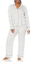 Splendid 2-PC Women&#39;s Notch Collar Long Sleeve Pajama Set Snowy Polka Dot Sz L - £37.36 GBP