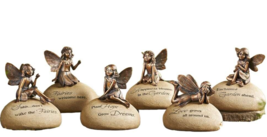 Fairy Message Rock Statues Set of 6 with Sentiment Garden Brushed Copper Color image 2
