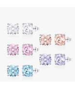 Exquisite 925 Sterling Silver A5 Zirconia Rose Cut Stud Earrings - $28.79