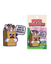 Wood Rocket Fck Buddies Eat A Bag Of Dicks Pin - Multi Color - $7.55