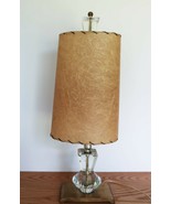 Vintage brass &amp; lucite table lamp with original fiberglass shade - $49.99