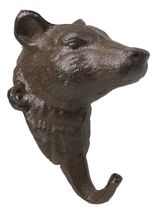 Pack Of 2 Cast Iron Rustic Forest Black Bear Wall Hook Sculptures For Co... - $22.99