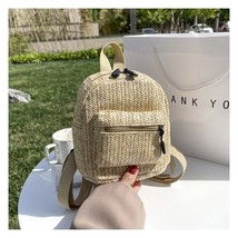 Straw Backpack Chain Mini  Bags Weave  Beach Girls Satchel Schoolbag Fashion Fem - £52.65 GBP