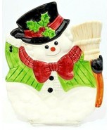 Fitz and Floyd OCI 1991 Snowman Canape Plate Omnibus 8 1/2&quot; x 6 1/2&quot; - £8.43 GBP