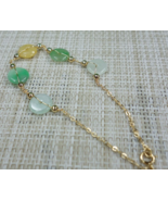 Certified Green+white+yellow 100% Natural A Jadeite jade Bracelets 14K手链 - $316.02 CAD