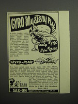 1952 Sax-On Gyro Mystery Plane and Skyro-Plane Advertisement - £14.46 GBP