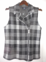 Chaps Sweater Vest Womens L Buffalo Check Asymmetrical Zip Sleeveless Co... - £15.95 GBP