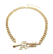New Celebrity Style Machine Gun Pendant &amp;16&quot; Link Chain Fashion Necklace - XC487 - £11.97 GBP