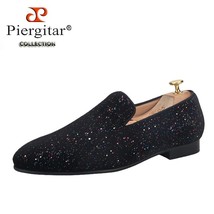 Handmade Sequins Black Velvet Men&#39;s Loafers For Prom And Party Summer Breathable - £210.65 GBP