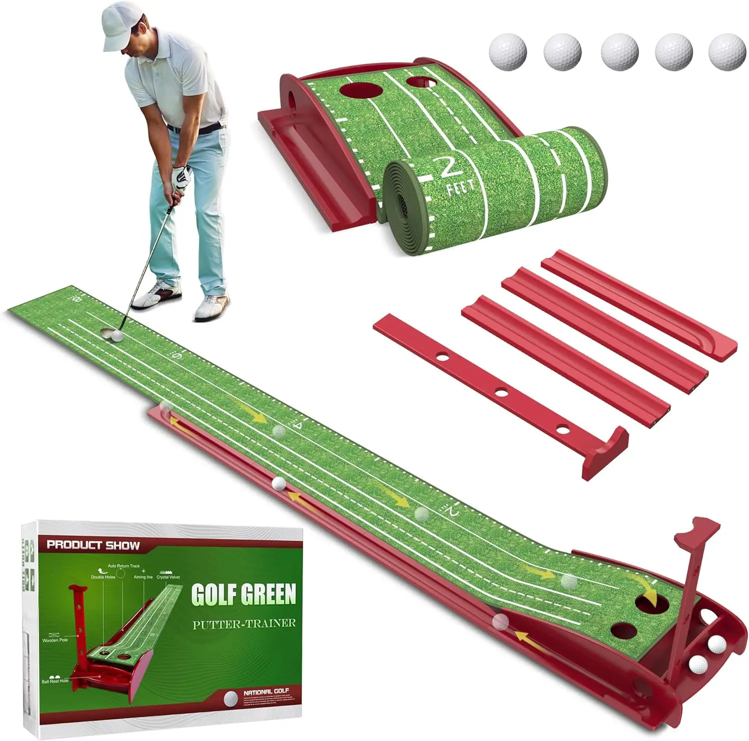 Golf Putting Green Mat with Auto  Return System Mini Golf Game Practice Equipmen - $310.84