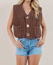 Sundayup button knit sweater vest Brown - $51.00