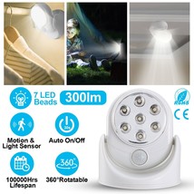 7 Led Adjustable Motion Light Activated Sensor Indoor Outdoor Cordless B... - $27.54