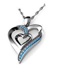 An item in the Antiques category: Heart Necklace - 925 Sterling Silver - Double Love
