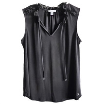 Calvin Klein Black Ruffle Top with Tassles - Sz Medium - £11.78 GBP