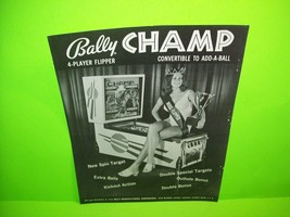 Champ 1970s Pinball Machine Black &amp; White Pull Out Trade Magazine Print Ad Retro - £6.05 GBP