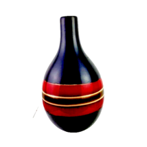 Farval Portugal Hand Painted Black Red Vase NWT - £23.36 GBP