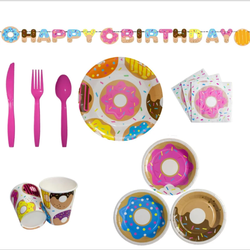 Sporting Donut Theme Food Festival Children&#39;s Birthday Party Supplies Christmas  - £23.90 GBP