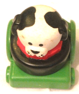 Vintage 1991 Fisher Price Little People Chunky Dog Black White 2&quot; w/Gree... - £5.27 GBP