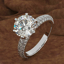 Beautiful 2.75Ct Round Cut Diamond Engagement Ring Solid 14K White Gold Size 8.5 - £213.92 GBP