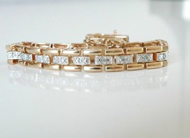 14K Rose Gold Finish Gate Link 5.5Ct Diamond Anniversary Fancy Bracelet For Gift - £133.68 GBP