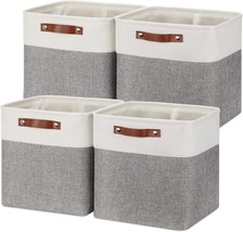 Temary 12 Inch Storage Baskets Foldable Fabric, White &amp; Grey, 12 X 12 X 12 - $42.99