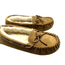 Unbranded Moccasins Size 9 Women Brown Warm Faux Suede Fuzzy Insoles House Shoes - £16.66 GBP