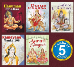 Medium Size Chalisa Sangrah Set of 5 Books, Illustrated Full Color English Books - £39.16 GBP