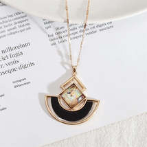 Abalone Shell &amp; Wood 18K Gold-Plated Rhombus Fan Pendant Necklace - £12.01 GBP