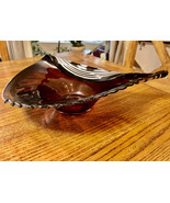 Vintage Italian art glass bowl home decoration folded modern design top ... - £58.97 GBP