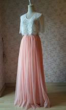 Peach Pink Tulle Skirt Outfit Wedding Custom Plus Size Floor Length Tulle Skirt image 2