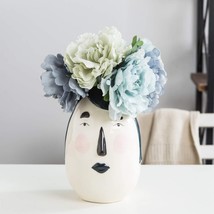 Tenforie Ceramic Face Shape Flower Vase For Decoration,, Bottom Waterproof - £31.93 GBP