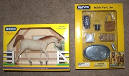 Breyer Fleabitten Grey Arabian Horse 645 &amp; Stable Feed Set 2486 - £14.53 GBP